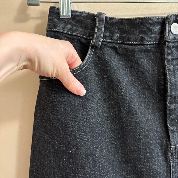 NOMIA NYC Designer Sz 6 Slit Front Maxi Jean Skirt In Black Stonewash NWOT - Picture 4 of 15